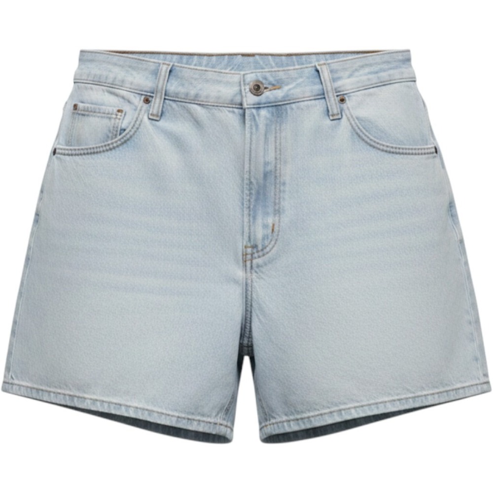 Abercrombie & Fitch The Loose Short Light Wash 36 Curve Love High Rise Casual